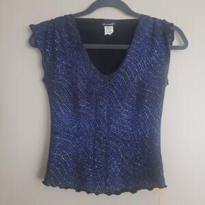 Von Mozart XS / S Sparkly Blue Crop Top 2000s Y2k
